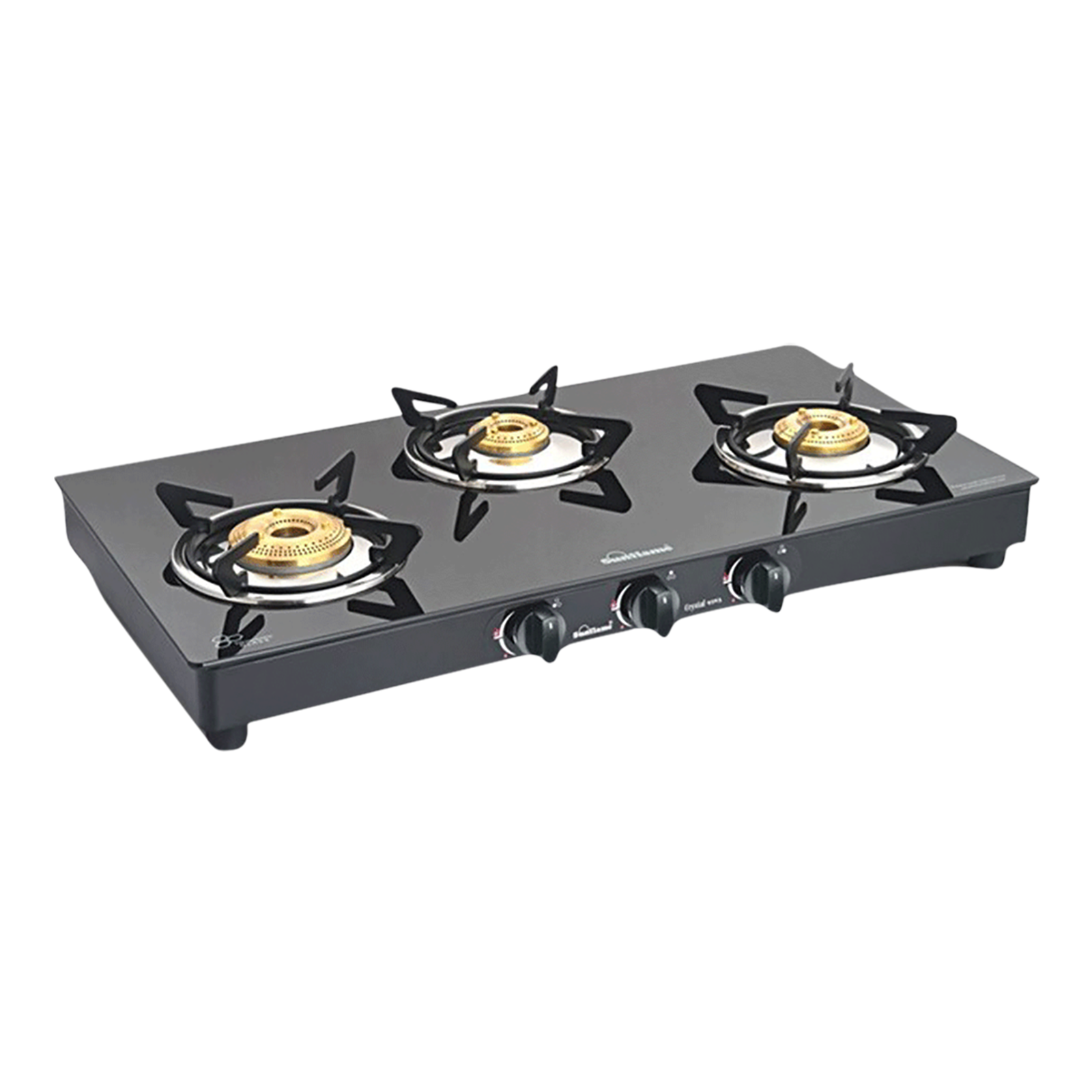 Buy Sunflame PRIME 3B BK Toughened Glass Top 3 Burner Manual Gas Stove Stainless Steel Drip Tray Black Online Croma